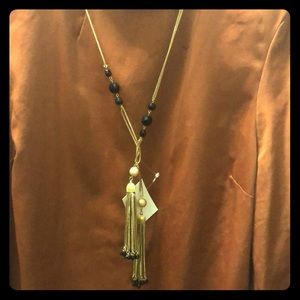 Gold Jet Tassel Necklace